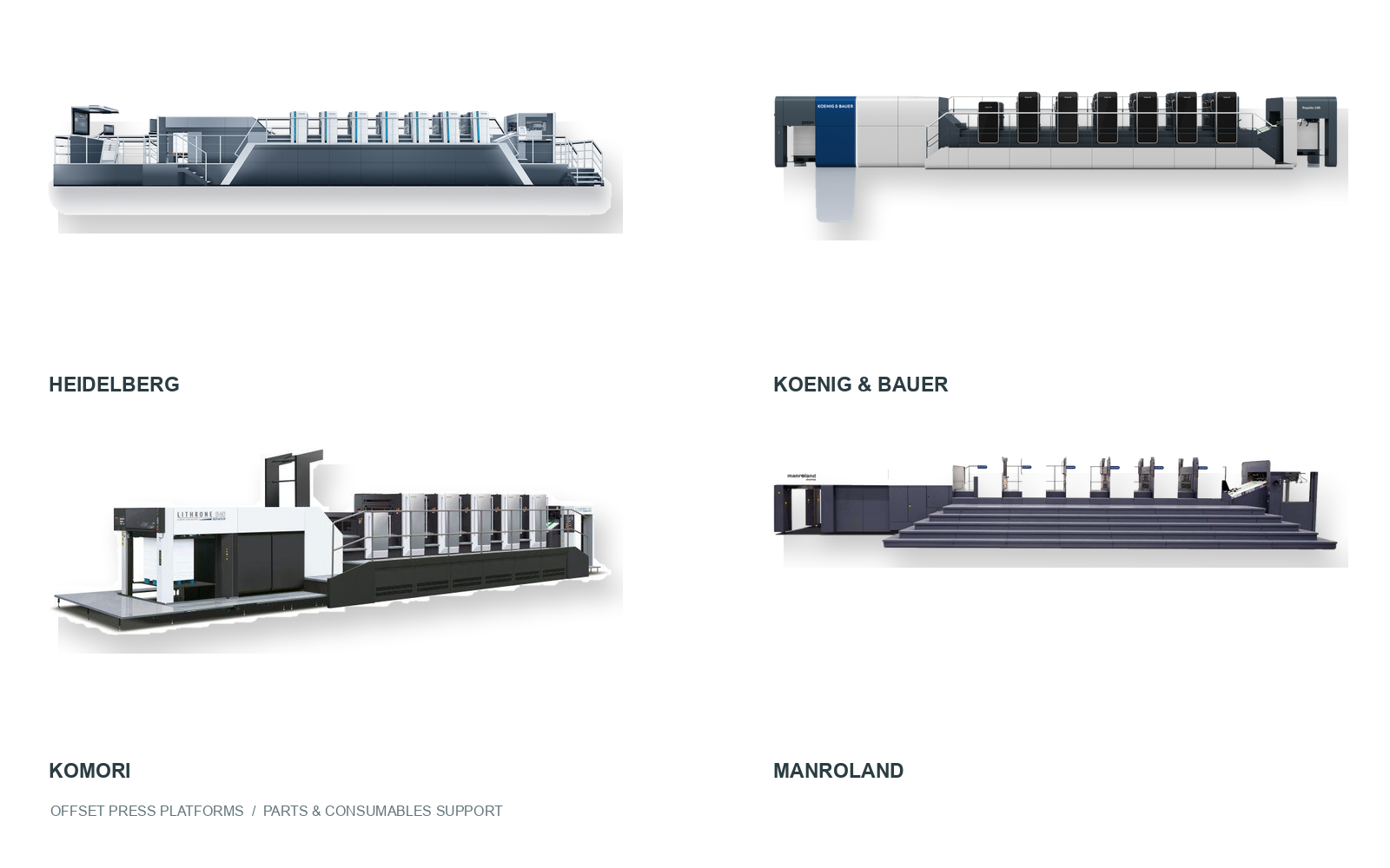 Printing machine parts and consumables
